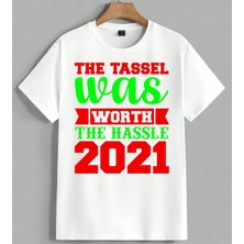 Tassel Was Worth Etkinlik Unisex Oversize Tişört Beyaz