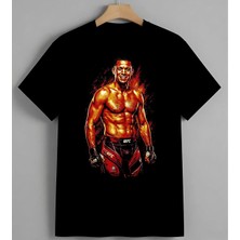 Ufc Dovalti Saglik Enerji Baskılı Unisex Erkek Kadın Oversize Tişört Siyah