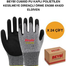 Beybi Arge Toptan CU600 D Pu Kaplı Polietilen Kesilmeye Dirençli Örme Eldiven 24 Çift No 10 Xl
