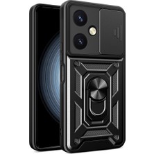 Ny Joy Y27 Kılıf Pars Lens Yüzüklü Silikon - Siyah