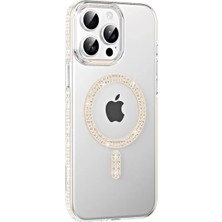 Ny Joy iPhone 15 Pro Move Taşlı Magsafe Kapak - Pembe