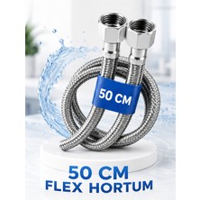 Cina Max 50 cm Paslanmaz Çelik Örgülü Flex Hortum 3/8'x3/8' - Klozet ve Taharet Musluğu Için Dayanıklı Bağlantı Hortumu 5,0 3 Değerlendirme