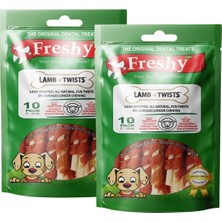 Freshy Lamb Twists Kuzulu Çubuk Köpek Ödül Maması 2 x 100 Gr. (2 Poşet - Poşet Içerisi 10'lu Toplam 20 Adet)