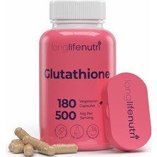 LongLifeNutri Glutathione 500MG – With White Milk Thistle And Alpha Lipoic Acid, 180 Vegetarian Capsules (Case Hediye) - 3 Aylık Kullanım