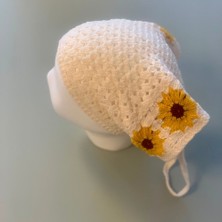 Dereff Krem Taban Sarı Çiçekli Örgü Bandana