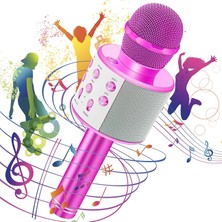 Teknosepetim Global Usba+Tf Sd Kart+3.5mm Aux Girişli Bluetooth Karaoke Mikrofonu Pembe WNE0069