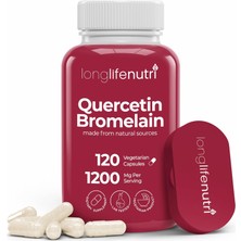 LongLifeNutri Quercetin 1000MG With Bromelain 200MG - 120 Vegetarian Capsules (Case Hediye) - 500MG & 100MG Per Capsules