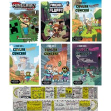 Beta Kids Minecraft Manga + Frigiel ve Fluffy Minecraft Çizgi Roman + Çaylak Savaşçının Güncesi 1-2-3-4 Toplam 6 Cilt Set + Özel Cetvel