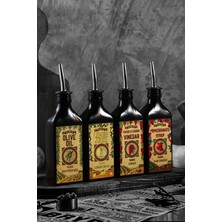 St. Morritz 200ML Carmen Serisi Amber Renkli Parlak Metal Zeytinyağı,sirke,limon,nar Ekşisi Şişesi 4'lü Set