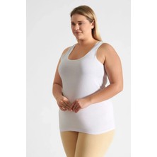 Lumina Seher Kadın Penye Kaşkorse Atlet-Beyaz-6/2XL