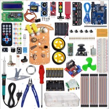 Eğiteklab Arduino Gelişmiş Süper Başlangıç Eğitim Seti + Araç Kiti + Lehimleme Seti (218 Parça)