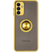 Ny Joy Galaxy A04S Kılıf Montreal Yüzüklü Silikon Kapak - Sarı