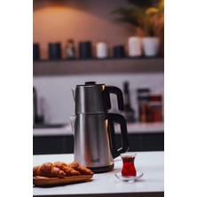St. Morritz Gri Çay Makinesi Çelik Demlik, Sağlıklı ve Hızlı Çay Keyfi Için Ideal Tercih