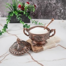 St. Morritz Gaziantep Bakır Zamak Şekerlik Kase Yükseklik 11 cm Genişlik 13 Cm&(Kaşık Dahil)