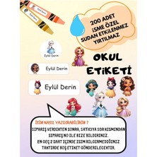 EyER Shoping Mini Prensesler Okul Etiketi Kalem Defter Özel Isim Yazılabilen Etiket 200 Adet