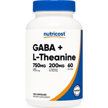 Nutricost G.A.B.A(750MG) + L-THEANINE(200MG) - Servis Başına* 120 Kapsül Usa Vers.