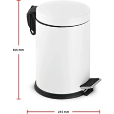 St. Morritz 12 Litre Paslanmaz Beyaz Çöp Kovası Pedallı Çöp Kutusu Ayaklı 12 Lt Ofis Lüks Modern Mutfak 35*25 cm