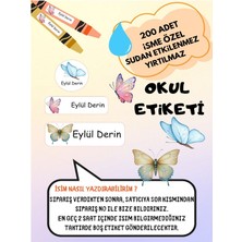 EyER Shoping Kelebekler Okul Etiketi Kalem Defter Özel Isim Yazılabilen Etiket 200 Adet