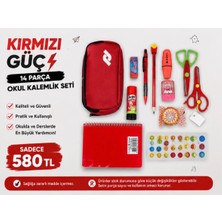 Kırmızı Güç 14 Parça Okul Kalemlik Seti