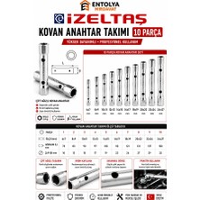 İzeltaş Kovan Anahtar Takımı 10 Parça 6X7-24X27 mm Çift Ağızlı Boru Anahtar Seti
