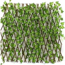 St. Morritz Yapay Sarmaşık Fesleğen Çit 3x1.2 Cm, Bahçe Balkon Çiti Ahşap Akordiyon Çit