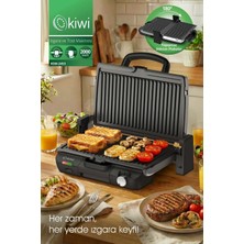 St. Morritz KSM-2453 Paslanmaz Çelik Gövdeli 180 Derece Açılabilen Çıkarılabilir Plakalı Izgara ve Tost Makinesi