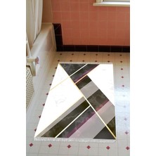 St. Morritz Eko Trend Djt Banyo Paspası Yıkanabilir Kaymaz Taban F5002 Mermer Siyah Beyaz