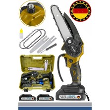 St. Morritz Alman V598 15AHM Yellow Çift Akülü Budama Testeresi Şarjlı Ağaç Dal Budama Kesme Testere Makinesi