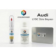 COLORGUARD Audi LY9C İbis Beyazı Rötuş Seti - 2 si 1 Arada İğne ve Fırça Uçlu Şişe, Solüsyon ve Rötuş Çeliği