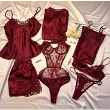 Royal Bordo Saten 7'li Çeyiz Seti ❤️