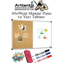 St. Morritz Çift Fonksiyonlu Yazı Tahtası ve Mantar Pano 60X90 cm 1 Adet Alüminyum Çerçeveli Yazı Tahta Kalemi V