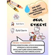 EyER Shoping Hello Kitty Okul Etiketi Kalem Defter Özel Isim Yazılabilen Etiket 200 Adet