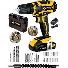 St. Morritz 48V 8AH Lıon F-1o Seri Çift Akülü Vidalama Metal Şanzuman Darbeli 27 Parça Uç Setli