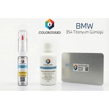 COLORGUARD BMW 354 Titanyum Gümüşü Rötuş Seti - 2 si 1 Arada İğne ve Fırça Uçlu Şişe, Solüsyon ve Rötuş Çeliği