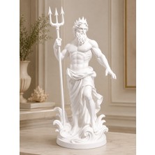 Miray Craft Poseidon Heykeli Beyaz 3D Plastik Dekoratif Biblo | Üç Dişli Mızraklı Yunan Mitolojisi Heykeli | Tv Ünitesi Masaüstü Dekor (6CMX18CM)
