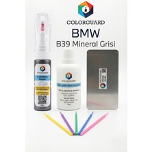 COLORGUARD BMW B39 Mineral Grisi İğneli ve Fırçalı 2 si 1 Arada Rötuş Boyası Yüzey Temizleme Solüsyonu Profesyonel ve Çapaksız Rötuş Çeliği 5'li Uygulama Çubuğu Seti
