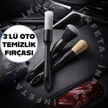 İnfeta 3'lü Araba Detay Fırça Seti Premium Motor Jant Klima Havalandırma Detaylı Temizlik Fırçası