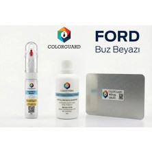 COLORGUARD Ford Buz Beyazı Rötuş Seti - 2 si 1 Arada İğne ve Fırça Uçlu Şişe, Solüsyon ve Rötuş Çeliği
