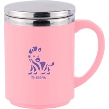 Zebra Thailand Zebra Çift Cidarlı Kulplu Çelik Kupa 350 ml Prima, Tavşan Desenli, Pembe