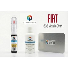 COLORGUARD FIAT 632 Metalik Siyah Rötuş Seti - 2 si 1 Arada İğne ve Fırça Uçlu Şişe, Solüsyon ve Rötuş Çeliği