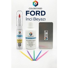 COLORGUARD Ford İnci Beyazı İğneli ve Fırçalı 2 si 1 Arada Rötuş Boyası Yüzey Temizleme Solüsyonu Profesyonel ve Çapaksız Rötuş Çeliği 5'li Uygulama Çubuğu Seti