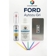 COLORGUARD Ford Aytozu Grisi İğneli ve Fırçalı 2 si 1 Arada Rötuş Boyası Yüzey Temizleme Solüsyonu Profesyonel ve Çapaksız Rötuş Çeliği 5'li Uygulama Çubuğu Seti
