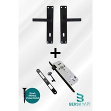 St. Morritz Lama Aynalı Elisa Mat Siyah Oda Kapı Kolu ve Sesiz Gömme Kilit 40MM