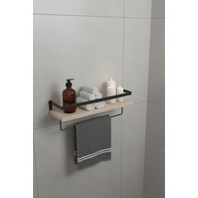 St. Morritz Duvar Rafı Metal Ahşap Banyo Düzenleyici | Havluluk Banyo Rafı Dekoratif Duvar Rafı Çok Amaçlı