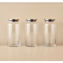 St. Morritz 3 Adet 1300 ml Metal Kapaklı Kavanoz- Saklama Kabı-Vakumlu