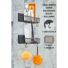 St. Morritz Banyo Rafı Yapışkanlı Banyo Rafı 2'li Banyo Düzenleyici Duş Rafı Organizer Şampuanlık Plastik