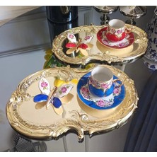 St. Morritz Çelik Gold 2 Adet Işlemeli Dantel Desenli Artnova Servis Tepsisi 30 cm