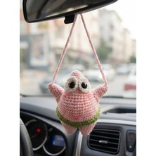 Dk Trend Dk-Trend Örgü Patrick Star Araç Süsü - Amigurumi Dikiz Aynası Asma Süsü / Komik Araba Akses