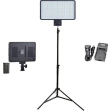 Fototek Fotoğraf Fototekfotoğraf Pro LED-320 Video Kamera Işığı Tepe Lambası LED Işık + 2 Metre Işık Ayağı F770 Pil V