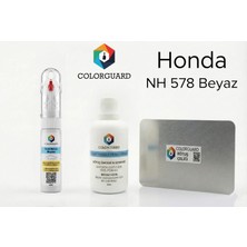 COLORGUARD Honda NH 578 Beyaz Rötuş Seti - 2 si 1 Arada İğne ve Fırça Uçlu Şişe, Solüsyon ve Rötuş Çeliği